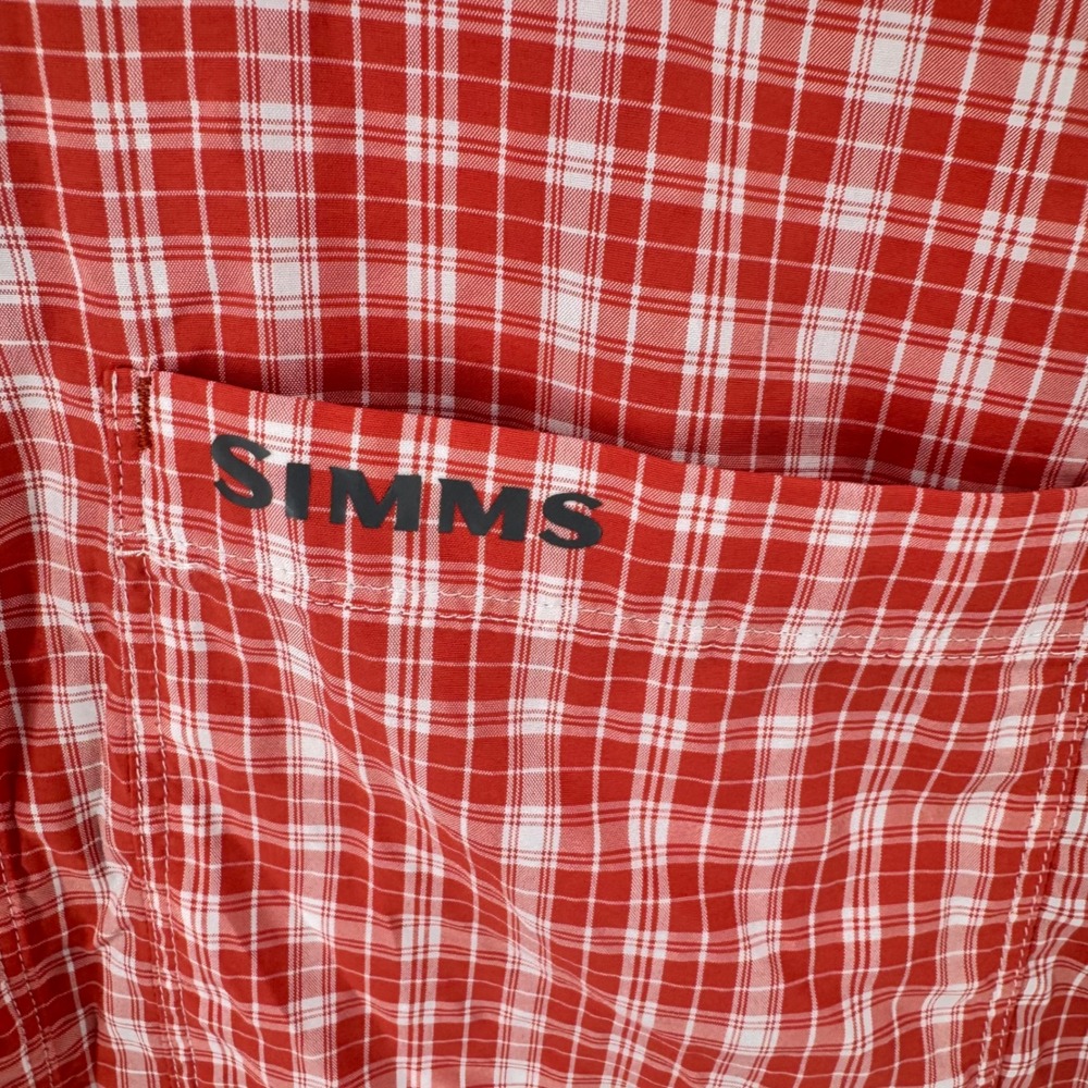 SIMMS Fishing Products Red Plaid Short Sleeve Button Up Shirt Men's‎ Size M - Picture 5 of 8